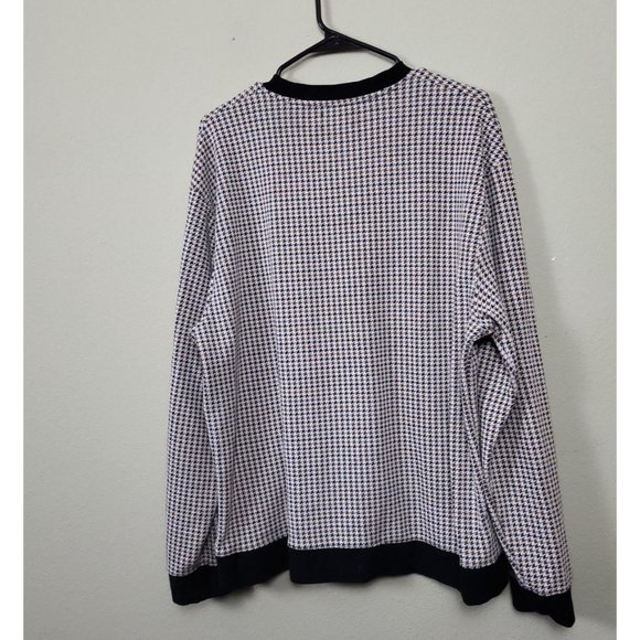 Topman Men's Size L Pullover Crewneck Sweater Black And Gold Houndstooth Print - Picture 5 of 7